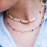 rainbow perličkový náhrdelník, barevný perlový náhrdelník, Dámský řetízek chirurgická ocel, řetízek barevný, Swarovski náhrdelník, Dámské náhrdelníky bižuterie, Dámské šperky z chirurgické oceli, Originální šperky z chirurgické oceli, Chirurgická ocel šperky, voděodolné šperky