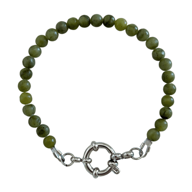 Náramek ze zeleného jadeitu s karabinkou