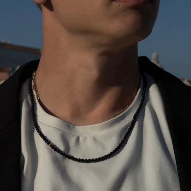 Pánský jemný náhrdelník z černého chátu