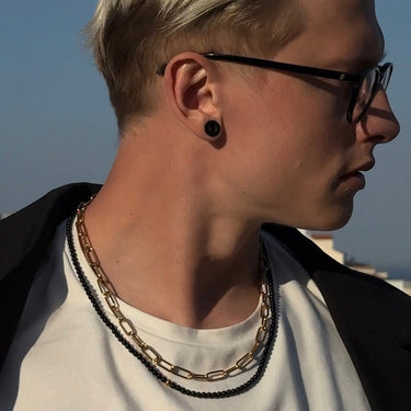 Pánský jemný náhrdelník z černého chátu