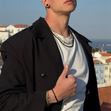 Pánský jemný náhrdelník z černého chátu