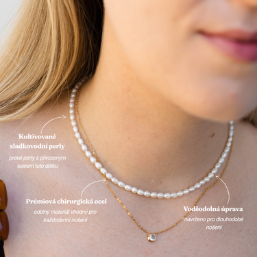 Elegantní perlový náhrdelník z pravých sladkovodních říčních perel MARYRASH, ručně vyrobený v Praze