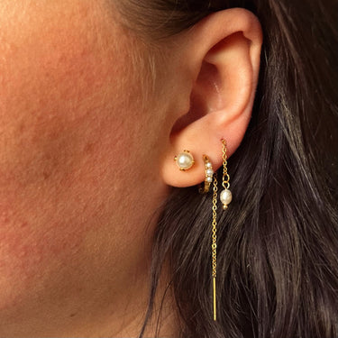 Visací perlové náušnice, Zlaté visací náušnice s perlou, Perlové náušnice chirurgická ocel, retizkove perlove nausnice