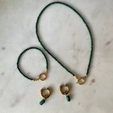 Náramek malachitový s karabinkou