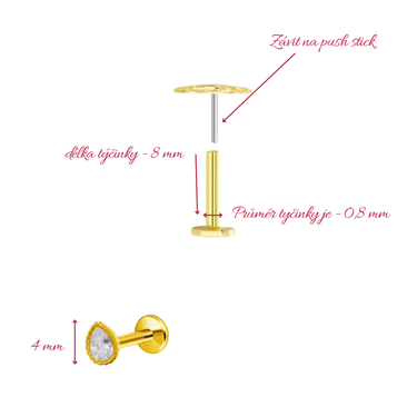 Labreta drop zirkonová mini