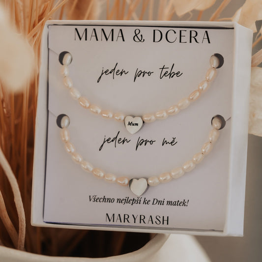 Dárková sada párových perlových náramků "Láska pro Maminku"