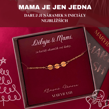 naramek pro mamu, naramek pro maminku, naramek pro babicku, naramek pro manzelku, naramek s inicialami, personalizovany naramek, naramek s pismenky, vanocni darek pro mamu, vanocni darek pro babicku, darek pro manzelku, darek z lasky, naramek s rucni razbou, cesky sperk, sperky MARYRASH, vanocni limitovana edice sperku, darkove baleni MARYRASH, naramek s pismeny deti, naramek s vyznamem, originalni darek pro zeny, elegantni vanocni darek