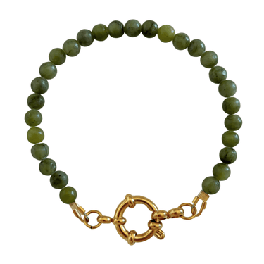 Náramek ze zeleného jadeitu s karabinkou