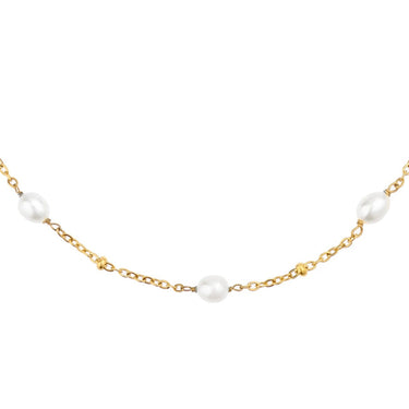 jemný perlový náhrdelník, pozlacený řetízek s perličkami, zlatý jemný náhrdelník s perlami