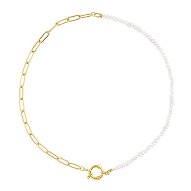 Perlový náhrdelník s karabinkou Vlny