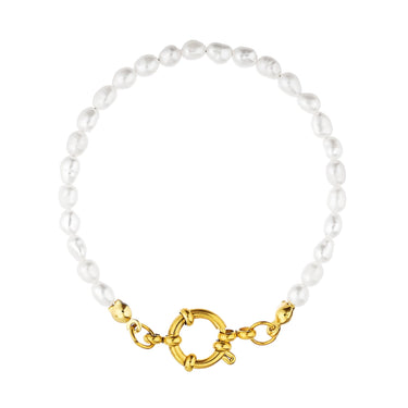 Perlový náramek s karabinkou