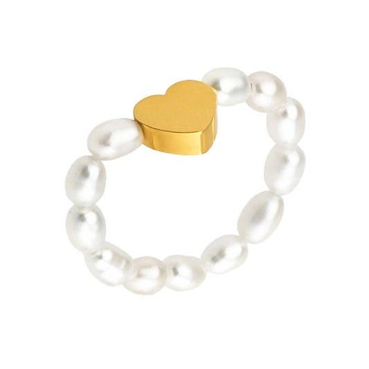Prsteny z minerálů a perel, prsten elastický na gumičce, perlový prsten, Zlatý prsten s pravou perlou, prsten s perlou