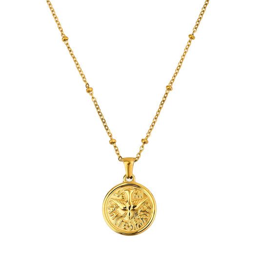 zlatý náhrdelník s medailonkem, zlatý řetízek, Zlatý ocelový náhrdelník, náhrdelník z chirurgické oceli zlatý, Ocelové náhrdelníky, Ocelový řetízek Zlatý, 
